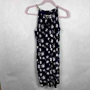 Ivanka Trump Blue Floral Sleeveless Dress Chain Strap Size Small Womens